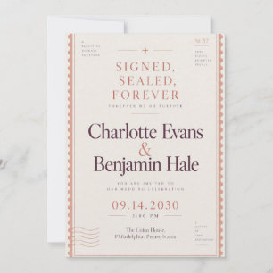 Vintage Postage Stamp Wedding Invitation