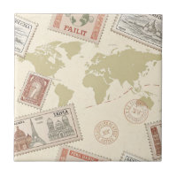 Vintage Postage Stamp World Map Travel (1)