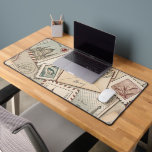 Vintage Postage Stamps Desk Mat<br><div class="desc">Step into a world of timeless wanderlust with this seamless vintage postage stamps and letters pattern,  blending muted sepia tones,  aged parchment textures,  and delicate ephemera for a nostalgic collage aesthetic. Perfect for travelers,  history enthusiasts,  and lovers of antique charm.</div>