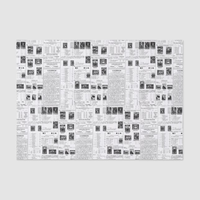 Vintage Postage Stamps Tissue Paper (Front)