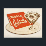 Vintage Postcard - Colossal Cocktails<br><div class="desc">This Postcard features a 1950's/60's Martini Glass and Matchbook "Colossal Cocktails". You can easily customise this postcard and add text! Please visit our store for a selection of matching products and contact us if you need customisations,  we can create anything you want.  designkandy@gmail.</div>