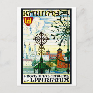 Vintage postcard for Kaunas, Lithuania