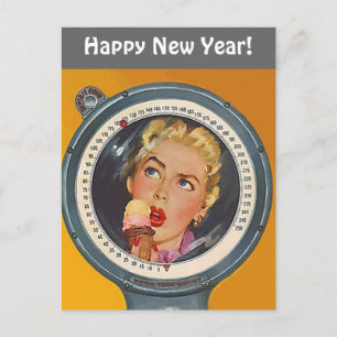 Vintage Postcard Happy New Year Weight Resolution