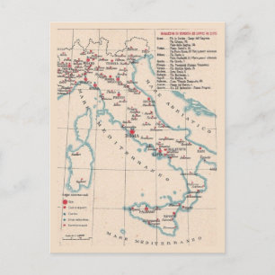 Vintage Postcard Map of Italy