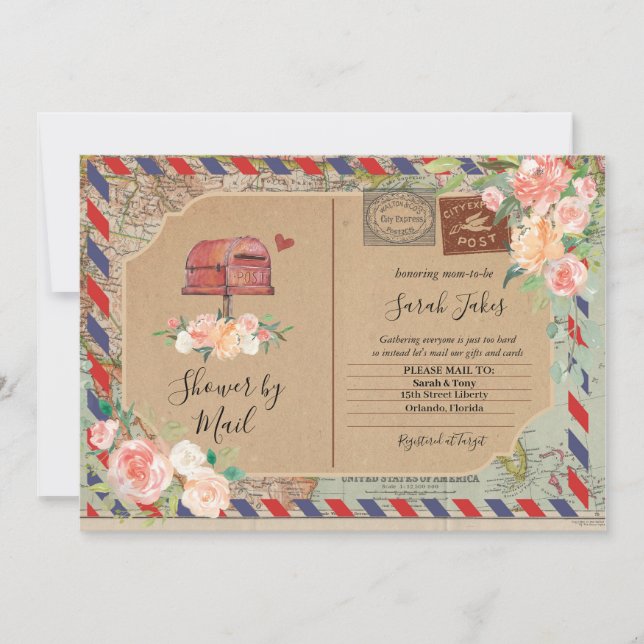 Vintage Postcard Shower by Mail Baby Shower (Front)