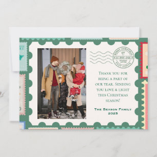 Vintage Postcard/Stamp Themed Photo Holiday Card 