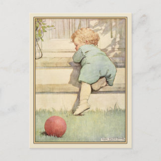 Vintage Postcard with Sweet Baby Illustration