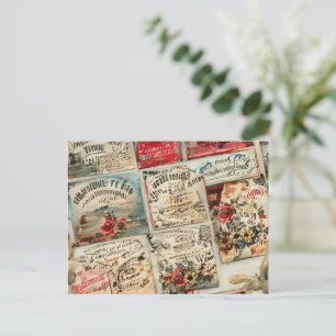 Vintage Postcards Pattern Postcard