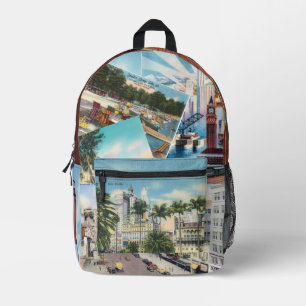 Vintage Postcards Printed Backpack