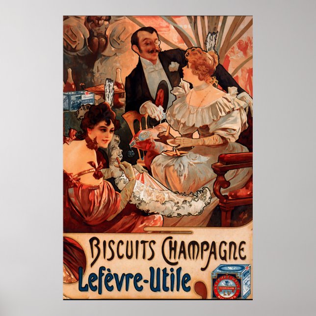 Vintage Poster Alphonse Mucha Biscuits Ad (Front)