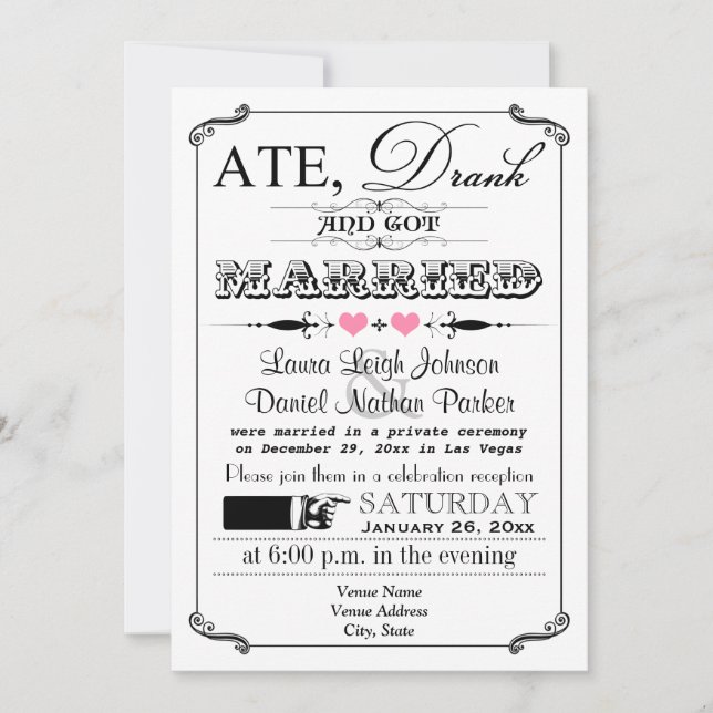 Vintage Poster and Chalkboard Wedding Invitation 2 (Front)