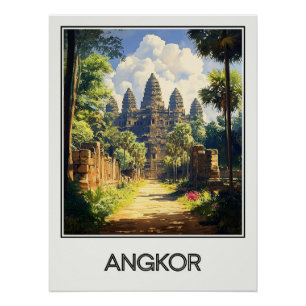Vintage Poster Angkor, majestic temple