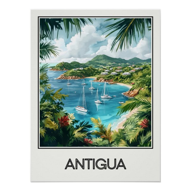 Vintage poster Antigua, tropical bay (Front)
