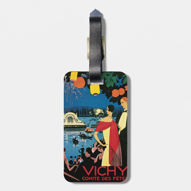 Vintage Poster Art Vichy France Luggage Tag (Back Vertical)