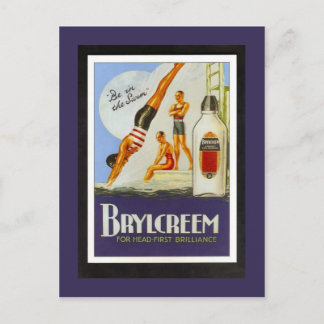 Vintage poster, Brylcreem, by the pool Postcard