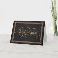Vintage Poster Charcoal & Gold Thank You Card