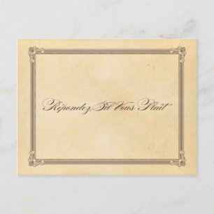 Vintage Poster Cream & Brown Wedding RSVP Postcard