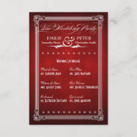 Vintage Poster Deep Red Wedding Party Card