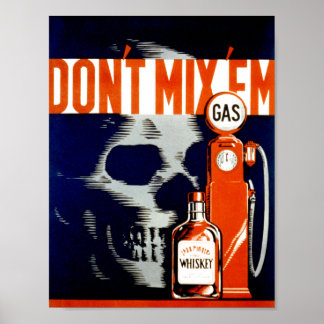 Vintage Poster - Don't Mix 'Em - skull - CANVAS