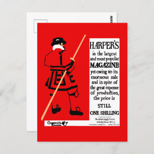Vintage Poster Harper's Magazine Beefeater Postcard