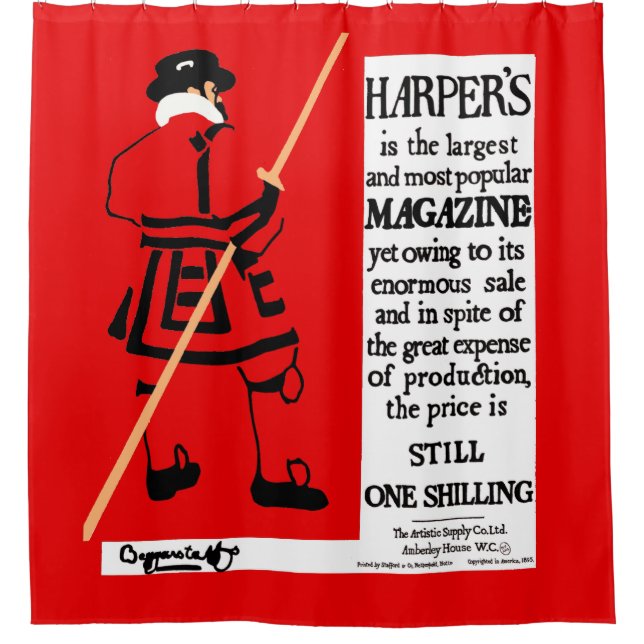 Vintage Poster Harper's Magazine Beefeater Shower Curtain (Front)
