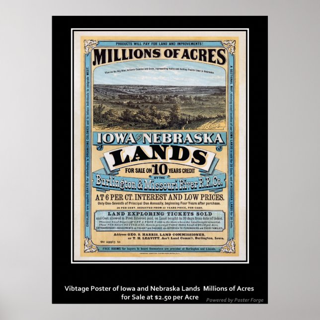 Vintage Poster Iowa/Nebraska Land Sale (Front)