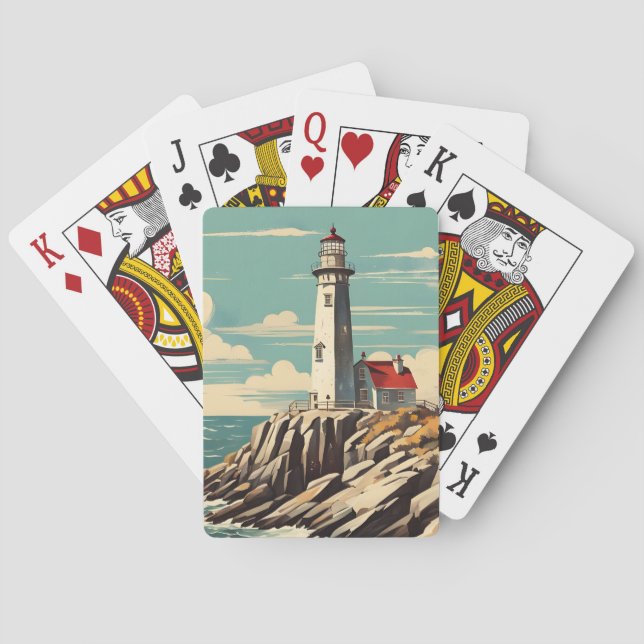 Vintage Poster Lighthouse Playing Cards (Back)