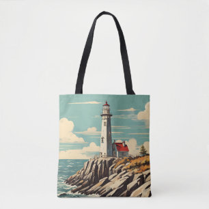 Vintage Poster Lighthouse Tote Bag