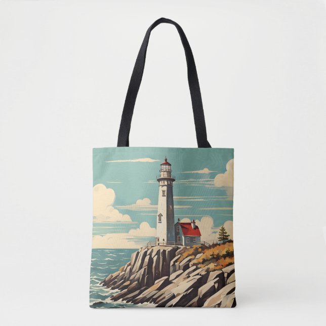 Vintage Poster Lighthouse Tote Bag (Front)