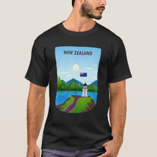 Vintage Poster New Zealand Landscape Nature Mounta T-Shirt