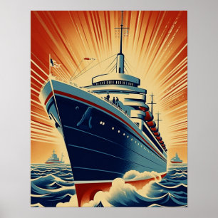 Vintage poster of ocean liner's cruise