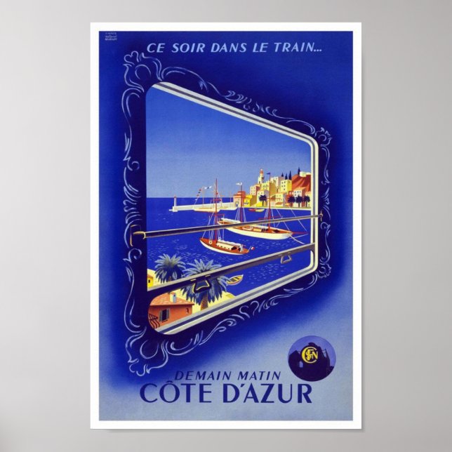 Vintage Poster Print Côte d'Azur Train France (Front)