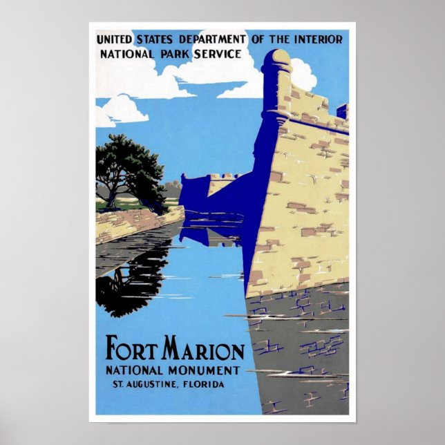 Vintage Poster Print Fort Marion National Park (Front)