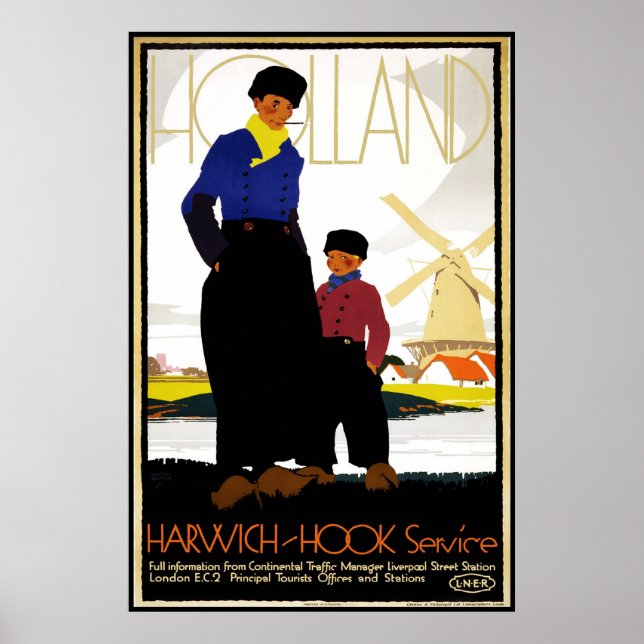 Vintage Poster Print Holland Windmill (Front)