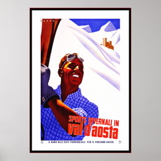 Vintage Poster Print Invernali Val D'Aosta Italy
