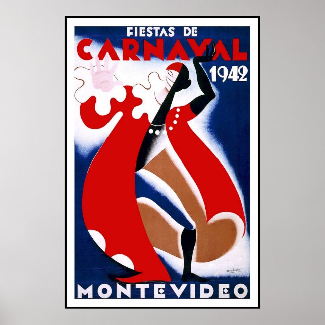 Vintage Poster Print Montevideo Uruguay Fiestas (Front)