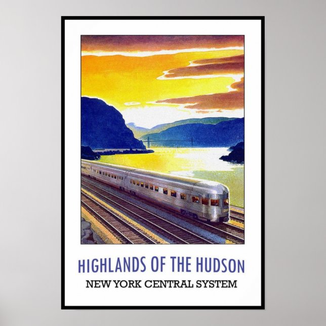 Vintage Poster Print New York Hudson Train (Front)