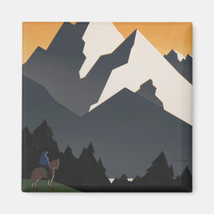 Vintage Poster Promoting Travel To Montana. Magnet