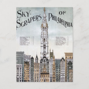 Vintage Poster - Sky Scrapers of Philadelphia Postcard