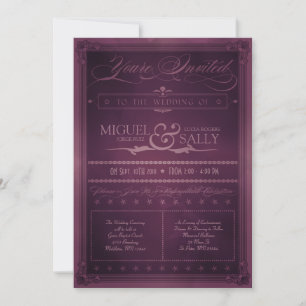 Vintage Poster Style Purple DIY Wedding Invitation