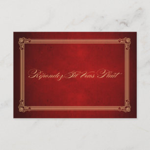 Vintage Poster Style Sumptuous Red Wedding RSVP Card