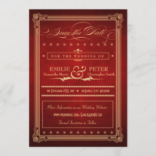 Vintage Poster Sumptuous Red Save the Date