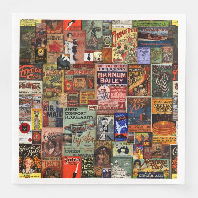 Vintage Posters Napkins or Decoupage paper (Front)