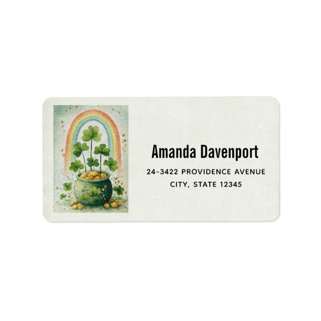 Vintage Pot of Gold and Rainbow Address Label (Front)