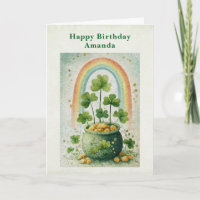 Vintage Pot of Gold and Rainbow Birthday