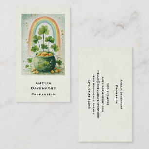 Vintage Pot of Gold and Rainbow Business Card