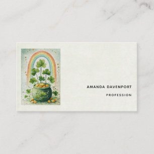 Vintage Pot of Gold and Rainbow Business Card
