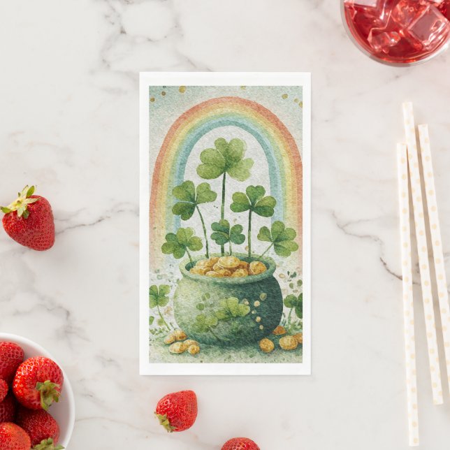 Vintage Pot of Gold and Rainbow Napkin (Insitu)