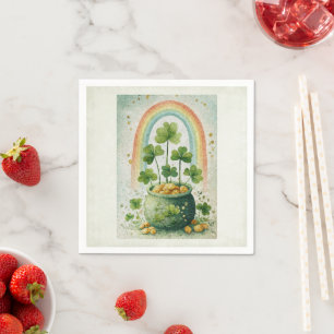 Vintage Pot of Gold and Rainbow Napkin