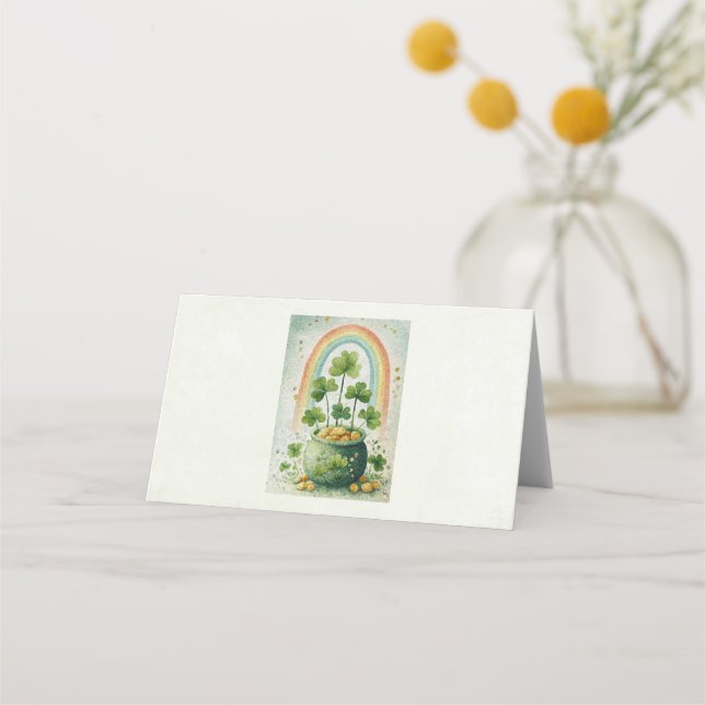  Vintage Pot of Gold and Rainbow Place Card (Front)